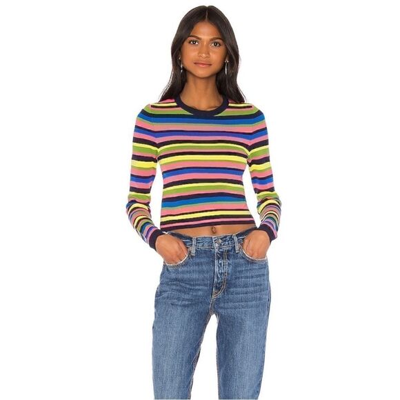 GRLFRND Nash multi-colored cropped sweater tee XS rainbow - Picture 1 of 7